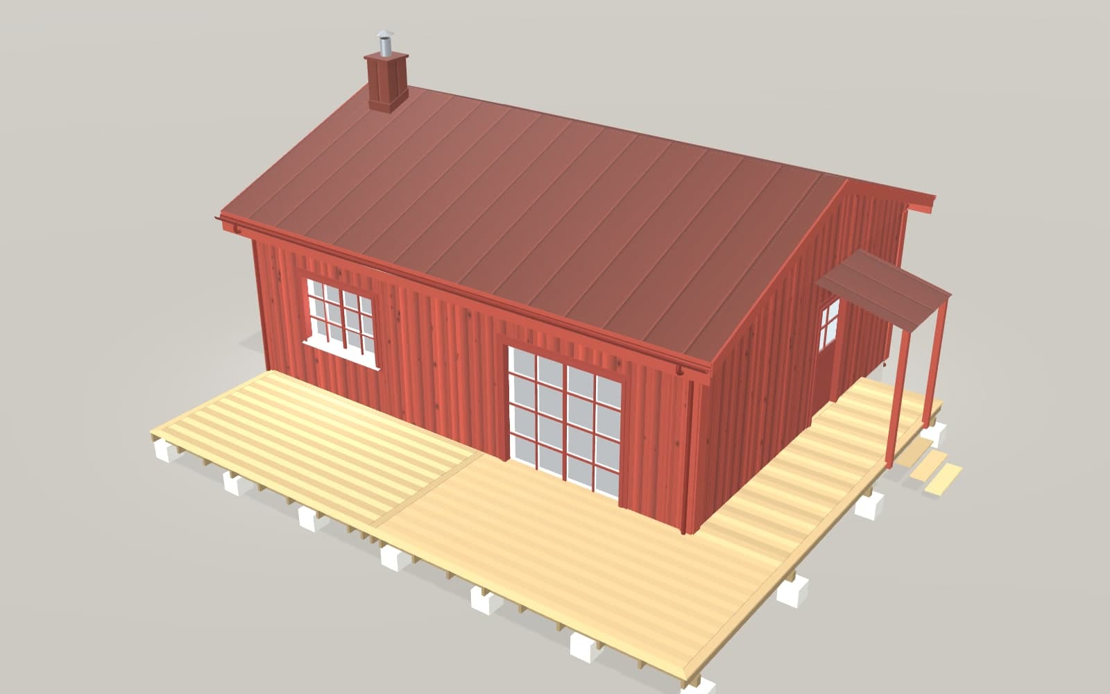 Exempelhuset i 3D, sett snett ovanifrån