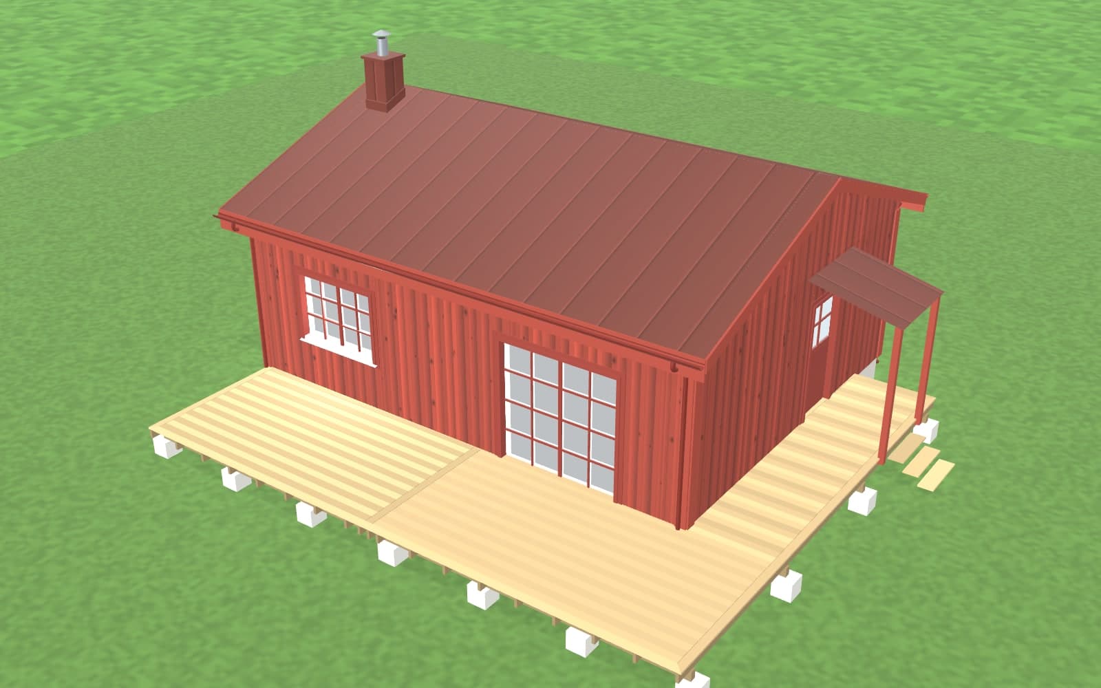 Exempelhuset i 3D, sett snett ovanifrån